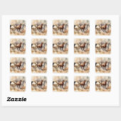 “Five Galloping Mustangs” Stof western aquarel Vierkante Sticker (Vel)