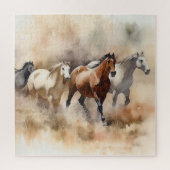"Five Galloping Mustangs" Stoffige Westerne Waterc Legpuzzel (Verticaal)