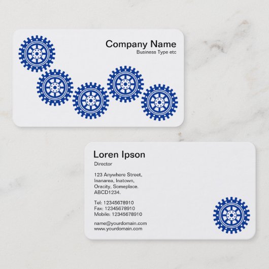 Five Gears II - Navy Blauw en Wit Visitekaartje (Voorkant / Achterkant)