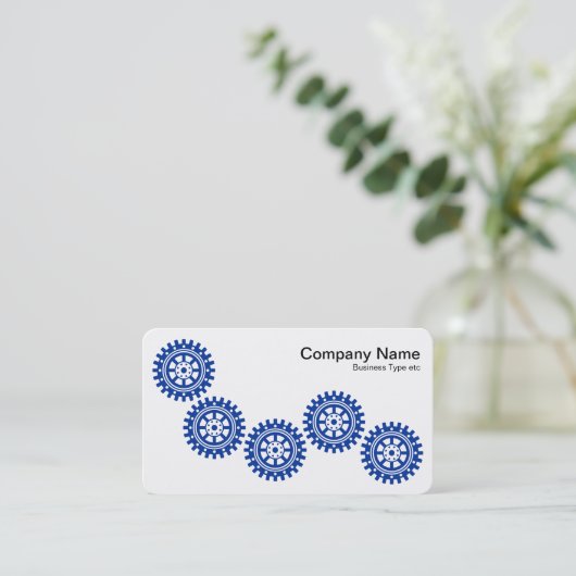 Five Gears II - Navy Blauw en Wit Visitekaartje (Staand voorkant)