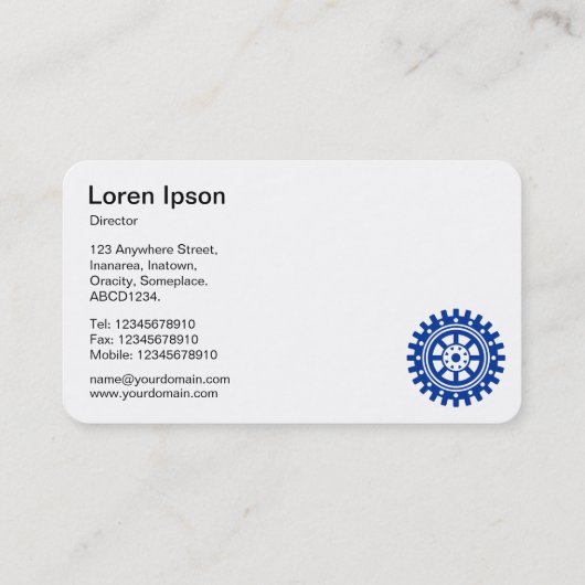 Five Gears II - Navy Blauw en Wit Visitekaartje (Achterkant)