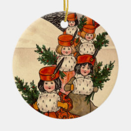 Five Girls With Furry Muffs - Florence Hardy Keramisch Ornament