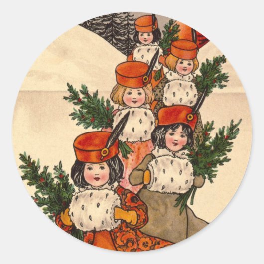 Five Girls With Furry Muffs - Florence Hardy Ronde Sticker (Voorkant)