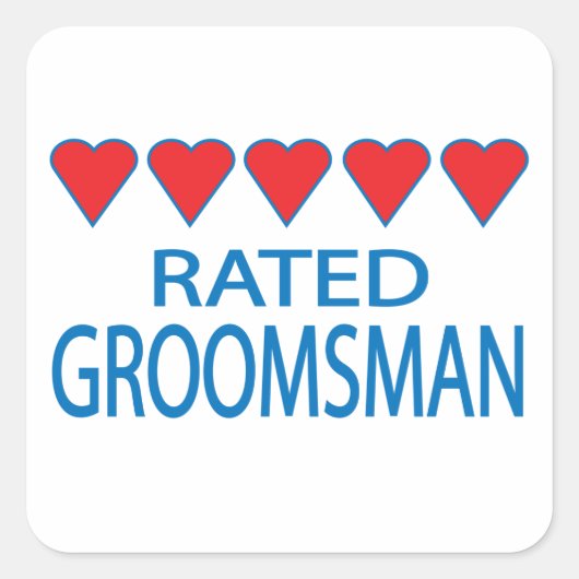 Five Heart Groomsman Vierkante Sticker (Voorkant)