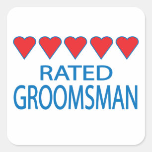 Five Heart Groomsman Vierkante Sticker