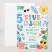 Five in the Sun 5e verjaardagsfeestje Kaart (Voorkant / Achterkant)