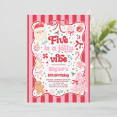 Five Is A Jolly Vibe Christmas Bow 5th Birthday Kaart (Staand voorkant)