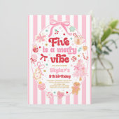 Five Is A Merry Vibe Christmas Bow 5th Birthday Kaart (Staand voorkant)