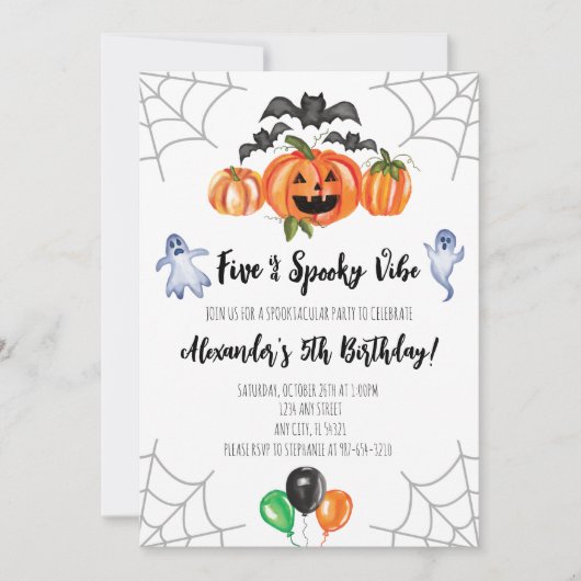 Five is a Spooky Vibe 5e verjaardagsuitnodiging Kaart (Voorkant)