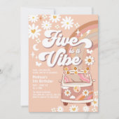 Five is a Vibe 5de Groovy Van Verjaardag Kaart (Voorkant)