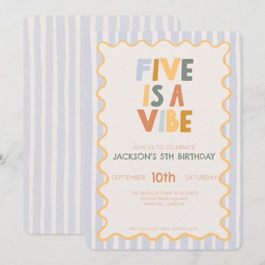 Five is a Vibe 5de Kinder Verjaardag Modern Kaart (Voorkant / Achterkant)