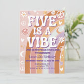 Five is a Vibe 5de verjaardagsuitnodiging Kaart (Staand voorkant)