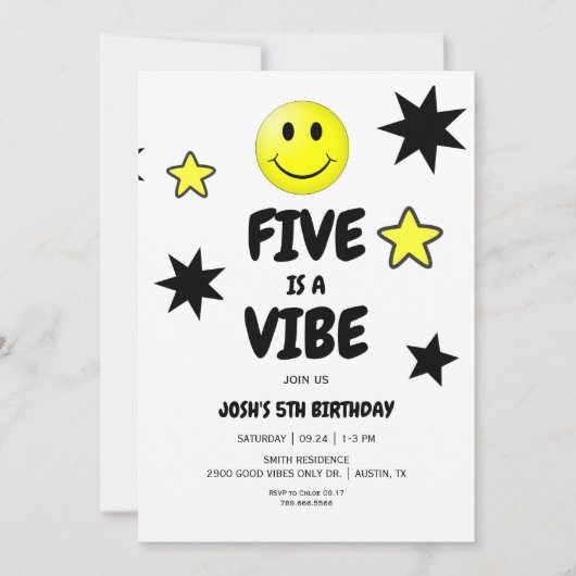 Five is a Vibe 5e verjaardagsfeestje Kaart (Voorkant)