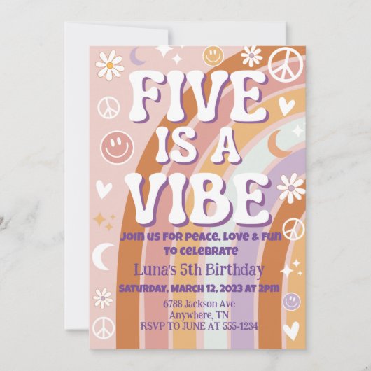 Five is a Vibe 5e verjaardagsuitnodiging Kaart (Voorkant)