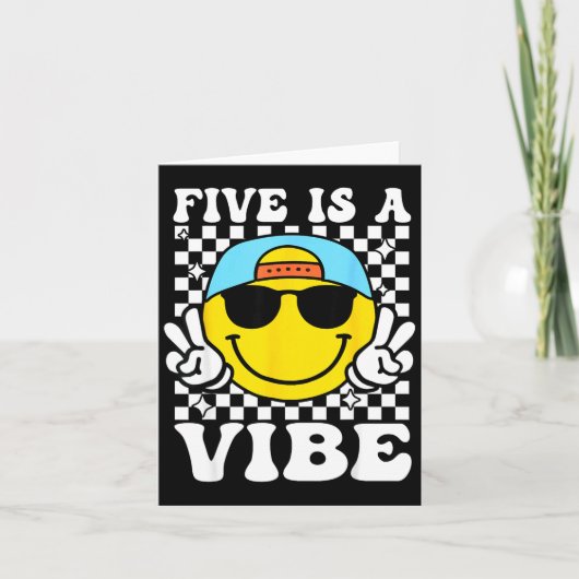 Five Is A Vibe 5th Birthday Groovy Boys Girls 5 Ye Kaart (Voorkant)
