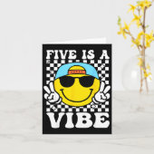 Five Is A Vibe 5th Birthday Groovy Boys Girls 5 Ye Kaart (Gele Bloem)