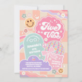 Five Is A Vibe Cloud Rainbow Disco 5th Birthday Kaart (Voorkant)