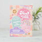 Five Is A Vibe Cloud Rainbow Disco 5th Birthday Kaart (Staand voorkant)