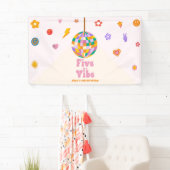 Five Is A Vibe Disco Bal 5e Verjaardagsfeestje Spandoek (Insitu)