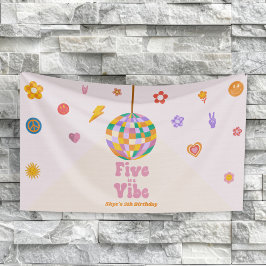 Five Is A Vibe Disco Bal 5e Verjaardagsfeestje Spandoek