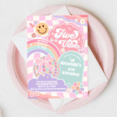 Five Is A Vibe Disco Rainbow 5th Birthday  Kaart