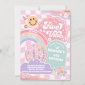 Five Is A Vibe Disco Rainbow 5th Birthday  Kaart (Voorkant)