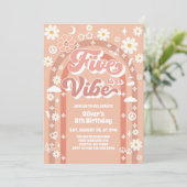 Five Is A Vibe Groovy Retro 5th Birthday Kaart (Staand voorkant)