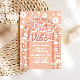 Five Is A Vibe Groovy Retro 5th Birthday Kaart