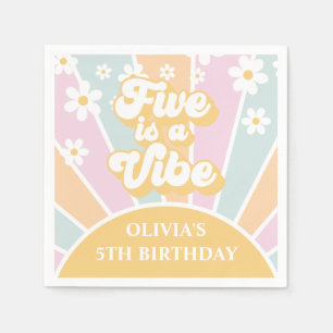 Five is a Vibe pastel Retro Sunshine madeliefje bo Servet