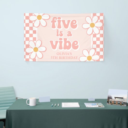 Five is a Vibe Pink Daisy Checker Spandoek (Beurs)