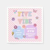 Five Is A Vibe Preppy Patch 5e Verjaardagsfeestje Servet (Voorkant)