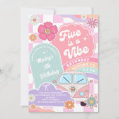 Five is a Vibe Rainbow Daisy 5th Birthday Kaart (Voorkant)