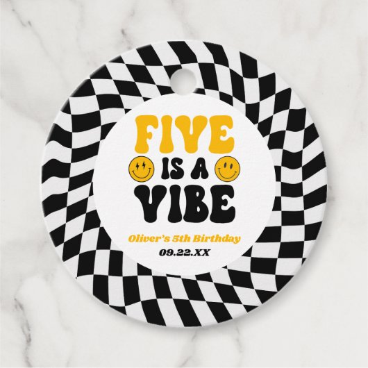 Five Is A Vibe Retro Fifth 5th Birthday Party Bedankjes Labels (Voorkant)