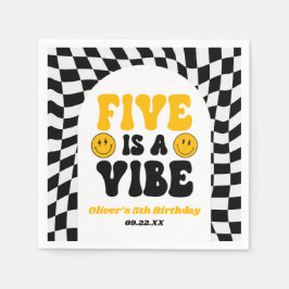 Five Is A Vibe Retro Fifth 5th Birthday Party Servet