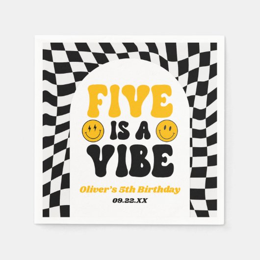 Five Is A Vibe Retro Fifth 5th Birthday Party Servet (Voorkant)