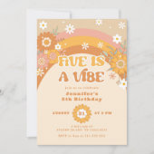 Five is a vibe retro groovy birthday Invitation Kaart (Voorkant)