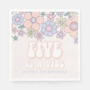 FIVE is a Vibe Retro pastel bloem 5e verjaardag Servet