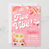 Five is a Vibe Retro Verjaardagsuitnodiging  Kaart (Voorkant)