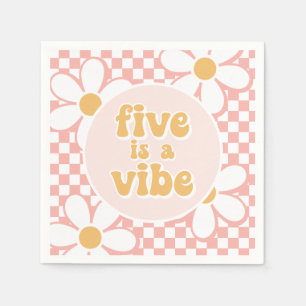 Five is a Vibe Roze Madeliefjes Checker Servet