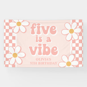 Five is a Vibe Roze Madeliefjesruit Spandoek