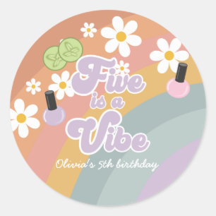 Five is a vibe Spa Regenboog 5e verjaardag Ronde Sticker
