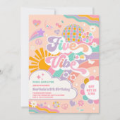 Five Is A Vibe Sun Rainbow Disco 5th Birthday Kaart (Voorkant)