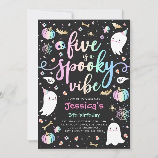 Five is een spookachtige Halloween-spookverjaardag Kaart (Voorkant)