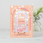 FIVE is een Vibe Daisy Groovy 5e verjaardag Kaart (Staand voorkant)