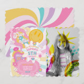 Five is een vibe groovy verjaardagsfoto uitnodigin kaart (Voorkant / Achterkant)