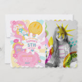 Five is een vibe groovy verjaardagsfoto uitnodigin kaart (Voorkant)