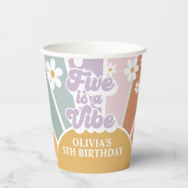 FIVE is een Vibe Retro Zonneschijn Regenboog Papie Papieren Bekers