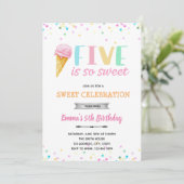 Five is zo lekker ijs uitnodiging (Staand voorkant)