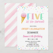 Five is zo lekker ijs uitnodiging (Voorkant / Achterkant)