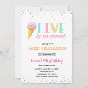 Five is zo lekker ijs uitnodiging